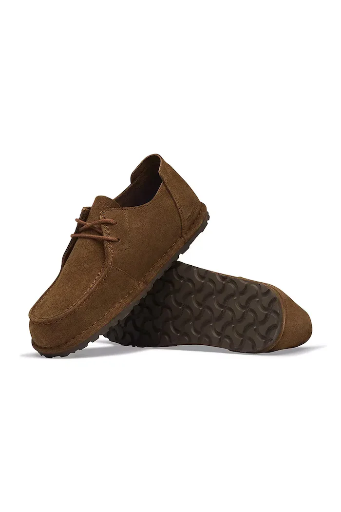 Birkenstock половинки обувки от велур Utti Lace Suede Leather кафяви 1033136