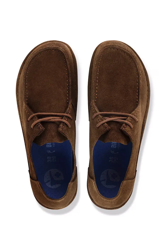 Birkenstock половинки обувки от велур Utti Lace Suede Leather кафяви 1033136