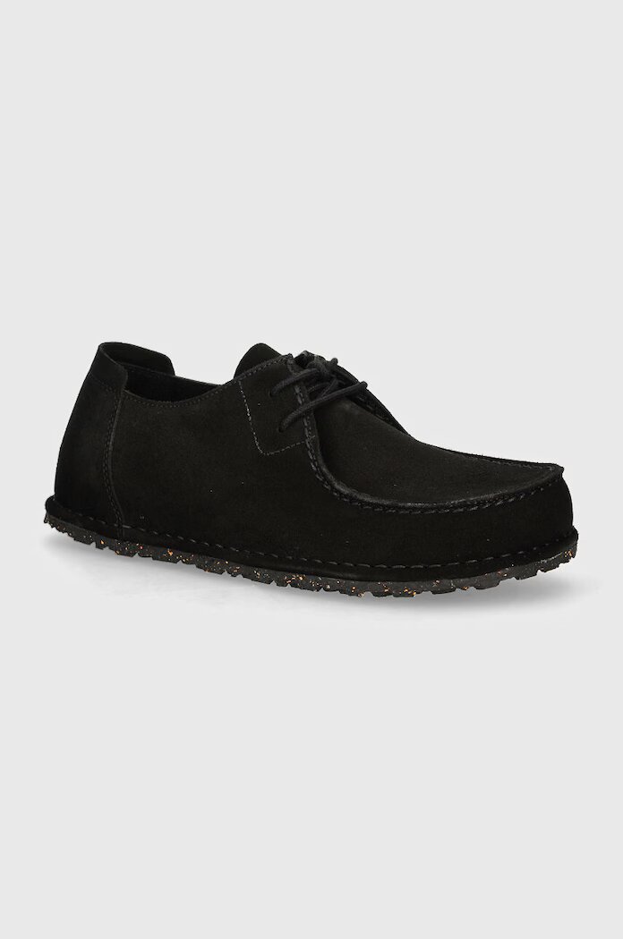 Birkenstock Половинки обувки от велур Utti Lace в черно 1028597