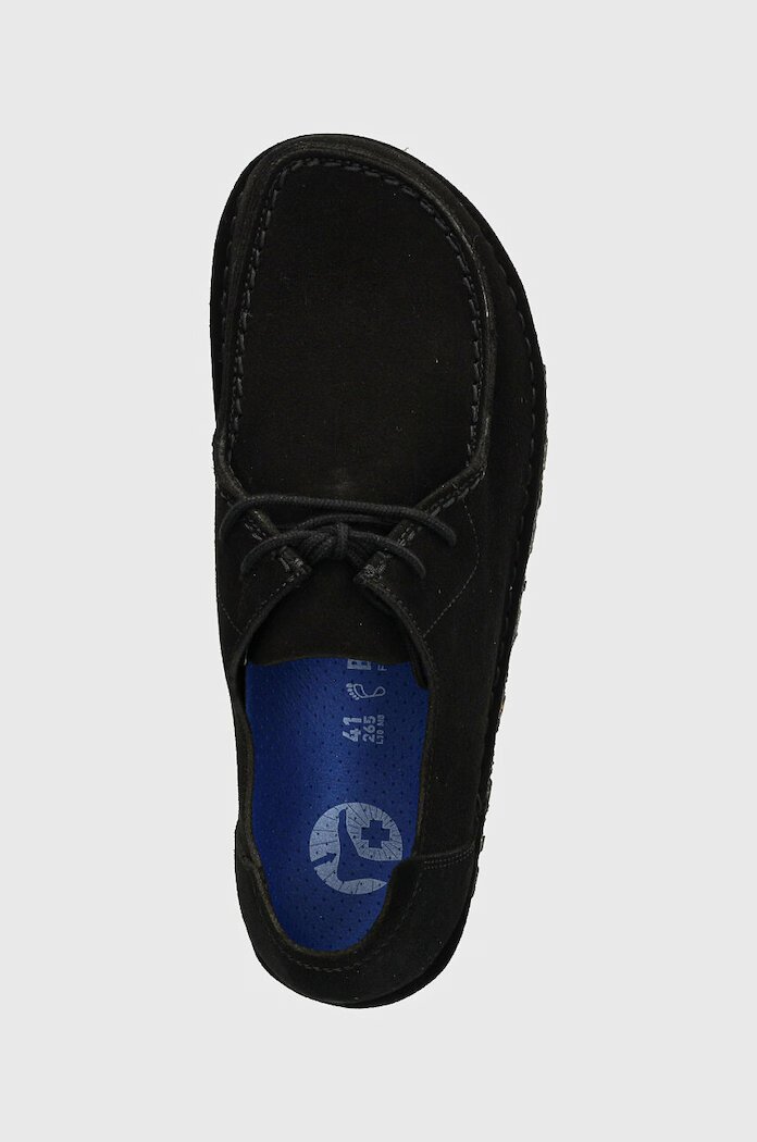 Birkenstock Половинки обувки от велур Utti Lace в черно 1028597