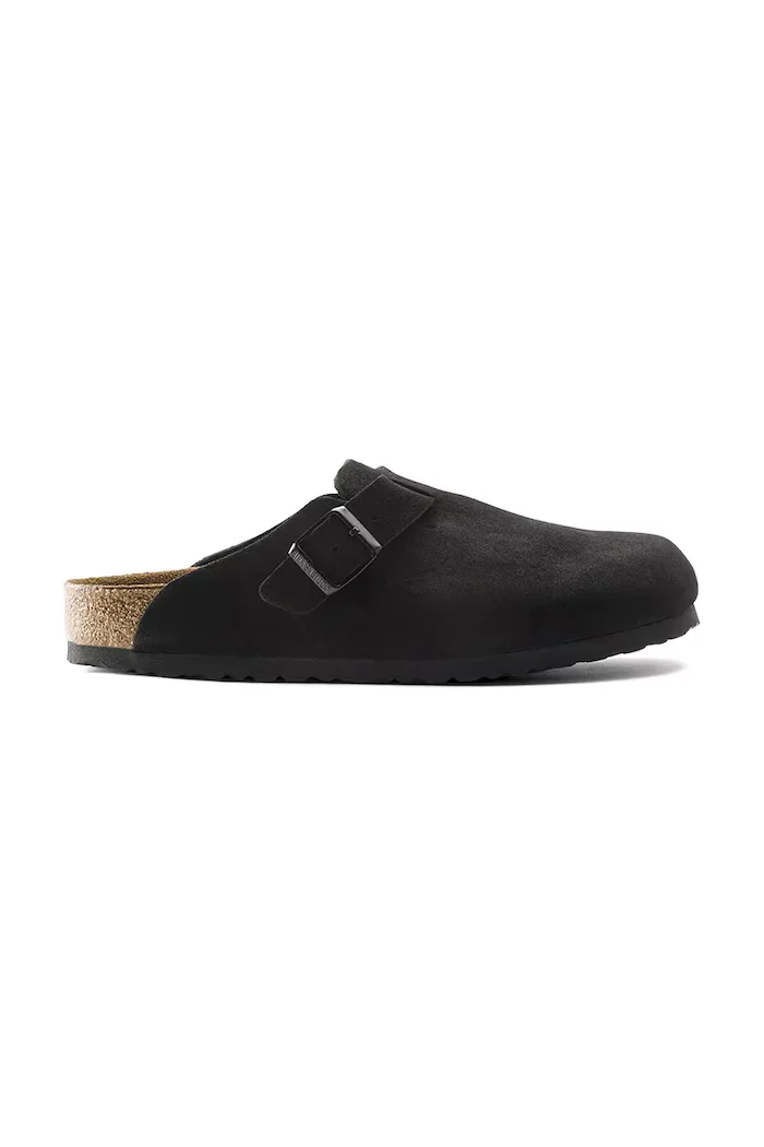 Birkenstock Велурени чехли Boston в черно