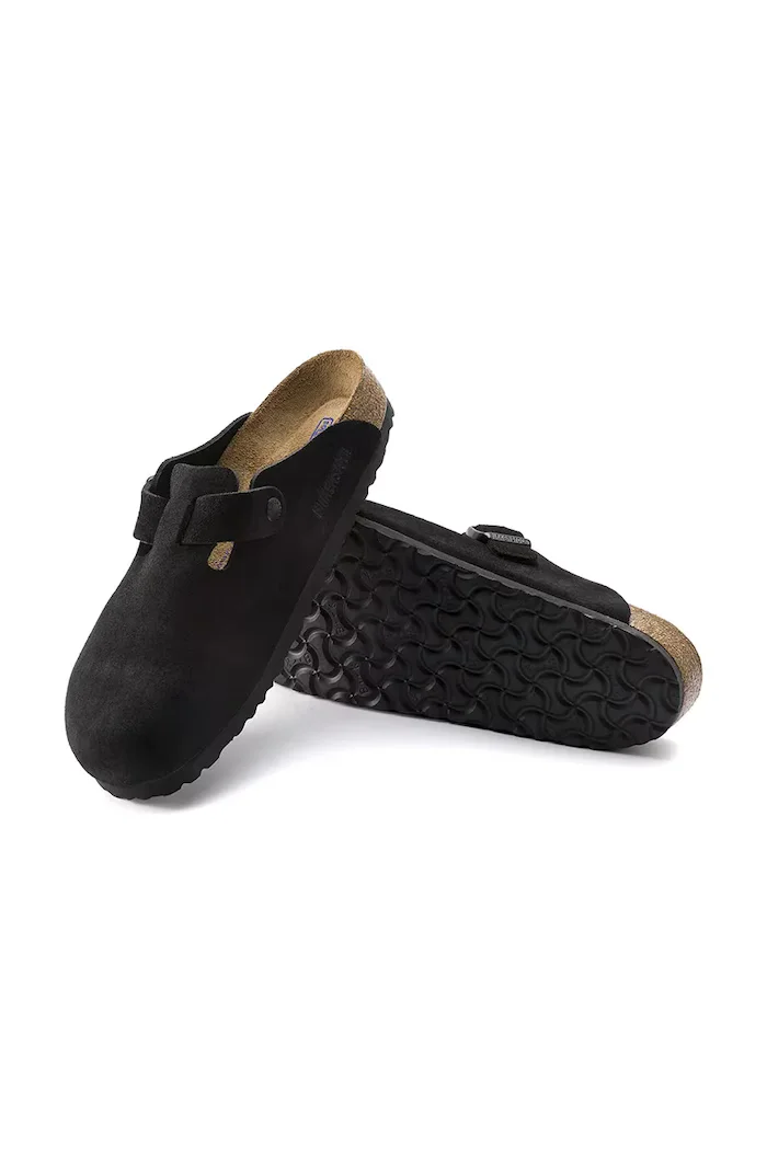 Birkenstock Велурени чехли Boston в черно
