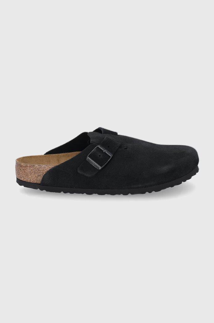 Birkenstock Велурени чехли Boston в черно