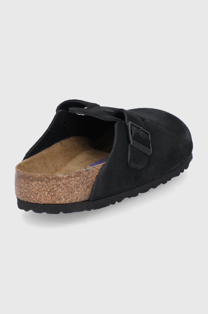 Birkenstock Велурени чехли Boston в черно