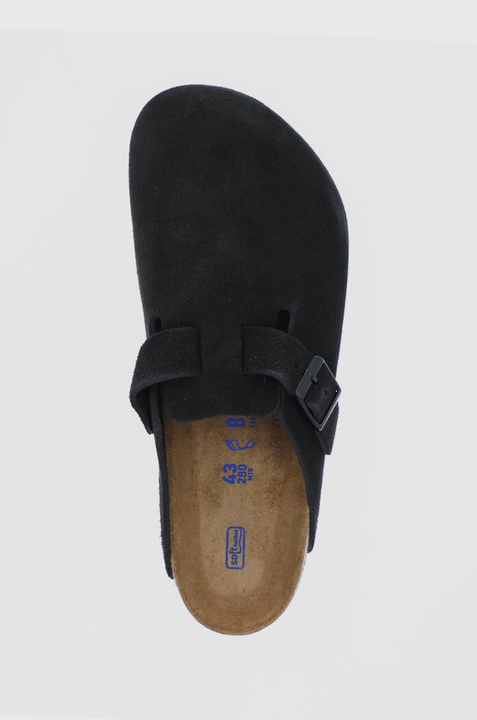 Birkenstock Велурени чехли Boston в черно