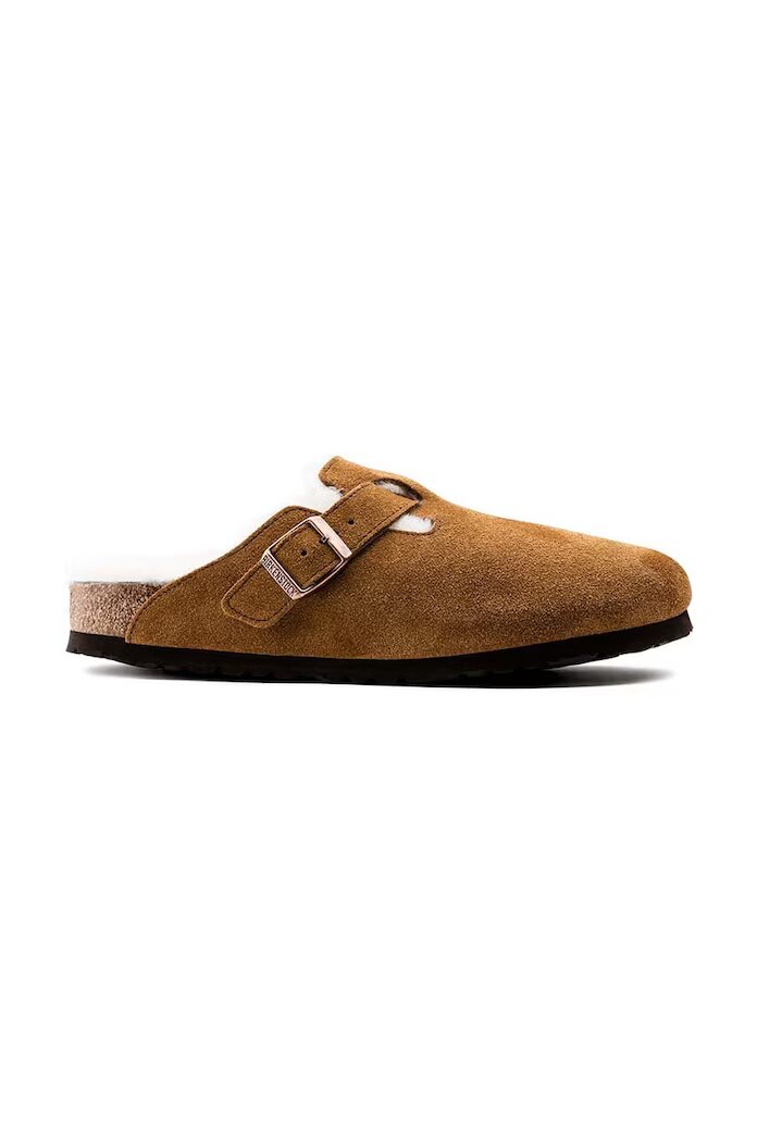 Birkenstock Велурени чехли в кафяво