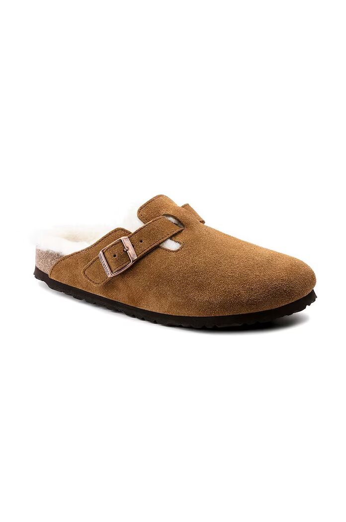 Birkenstock Велурени чехли в кафяво