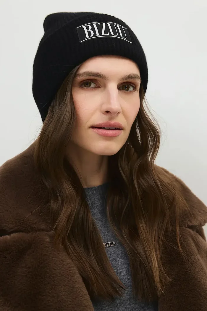 BIZUU шапка beanie дамска от вълна MOYE черна MOYE CZARNY