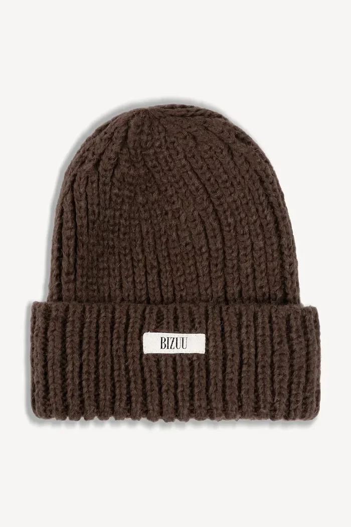 BIZUU шапка beanie дамска от вълнена материя BALBI кафява BALBI BRĄZOWY