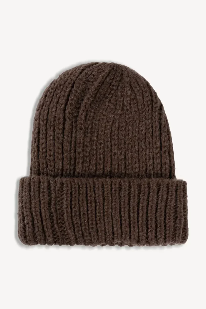 BIZUU шапка beanie дамска от вълнена материя BALBI кафява BALBI BRĄZOWY