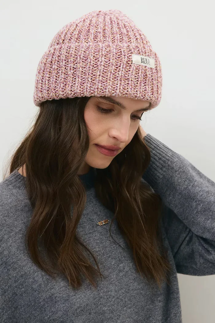 BIZUU шапка beanie дамска с вълна BALBI розова BALBI RÓŻOWY