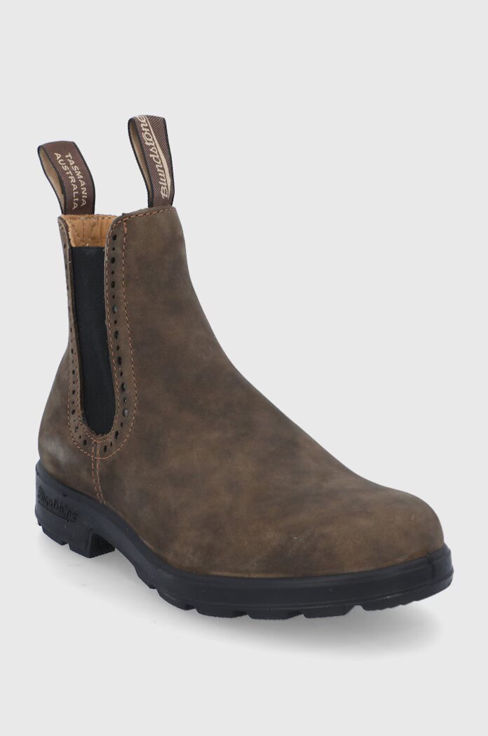 BLUNDSTONE Кожени боти челси 1351 дамски в кафяво с равна подметка