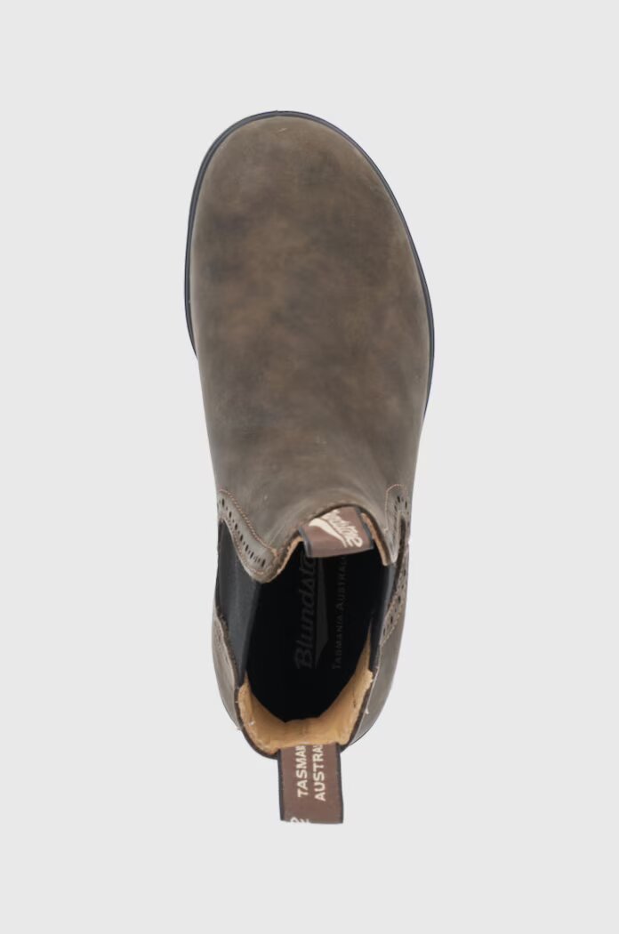 BLUNDSTONE Кожени боти челси 1351 дамски в кафяво с равна подметка