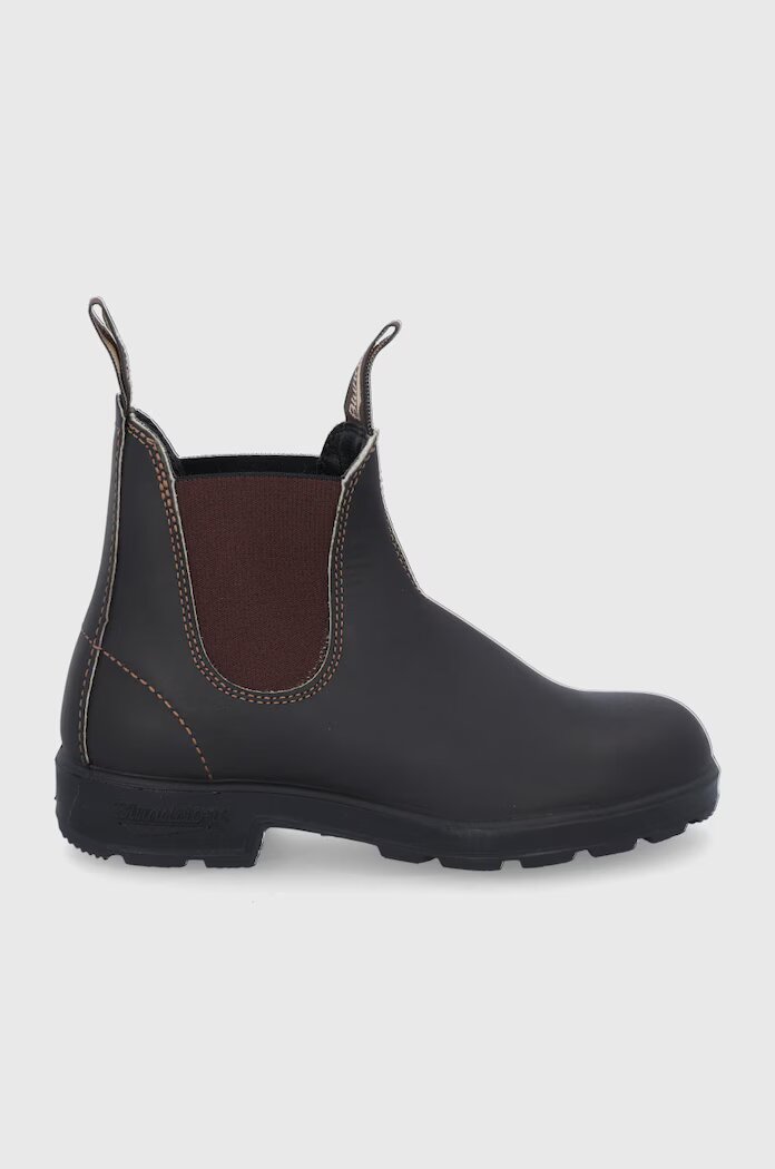 BLUNDSTONE Кожени боти челси 500 дамски в кафяво с равна подметка 500