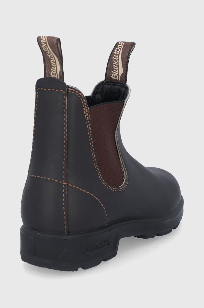 BLUNDSTONE Кожени боти челси 500 дамски в кафяво с равна подметка 500