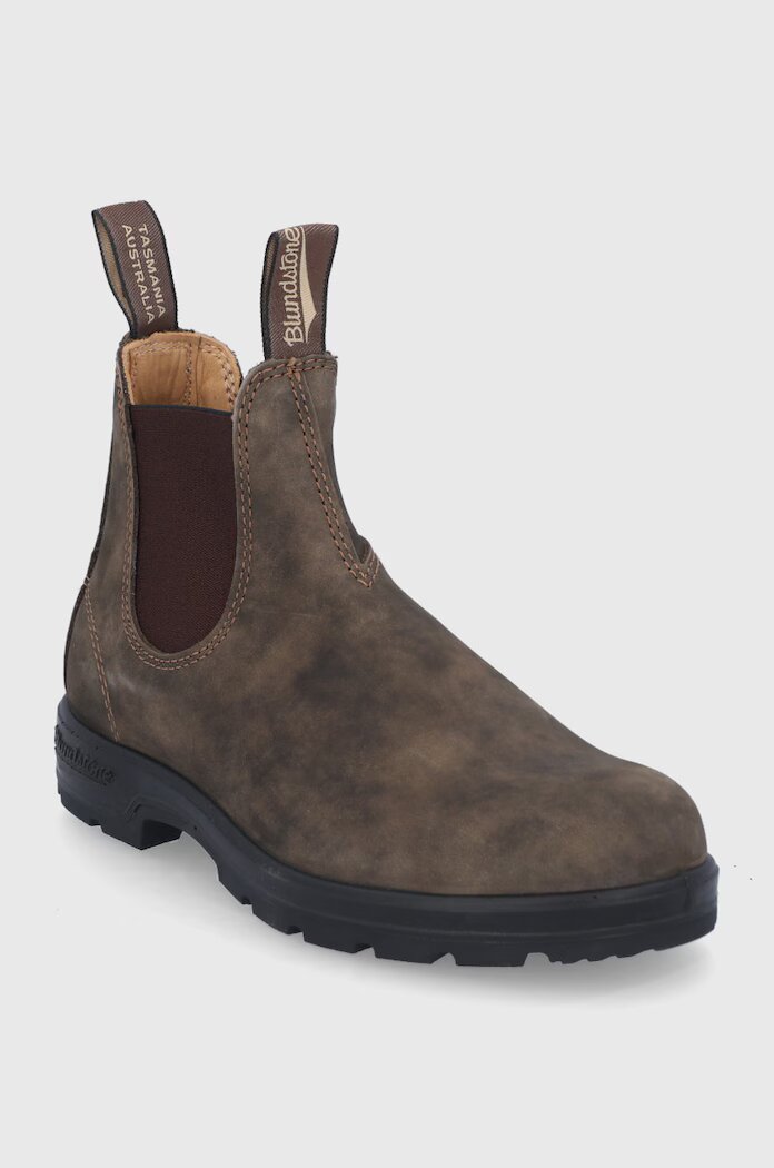 BLUNDSTONE Кожени боти челси 585 дамски в кафяво с равна подметка 585