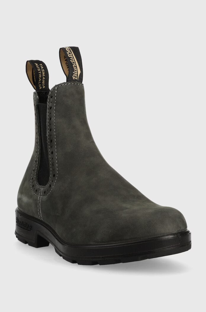 BLUNDSTONE Велурени боти челси 1630 в сиво с равна подметка