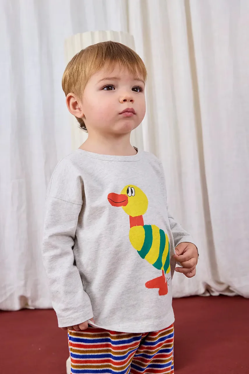 Bobo Choses Бебешка памучна блуза с дълъг ръкав Striped Duck