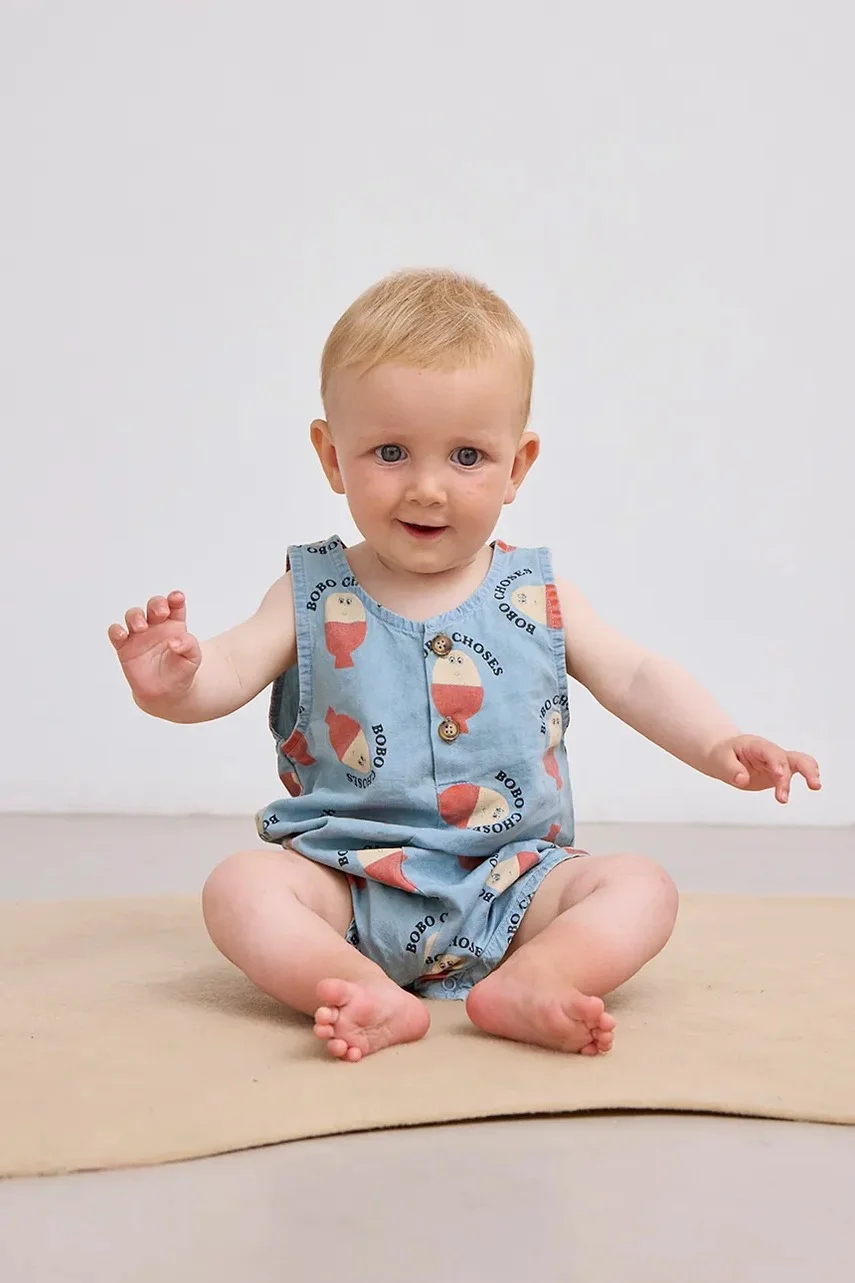 Bobo Choses Бебешки памучен къс гащеризон Morning Egg
