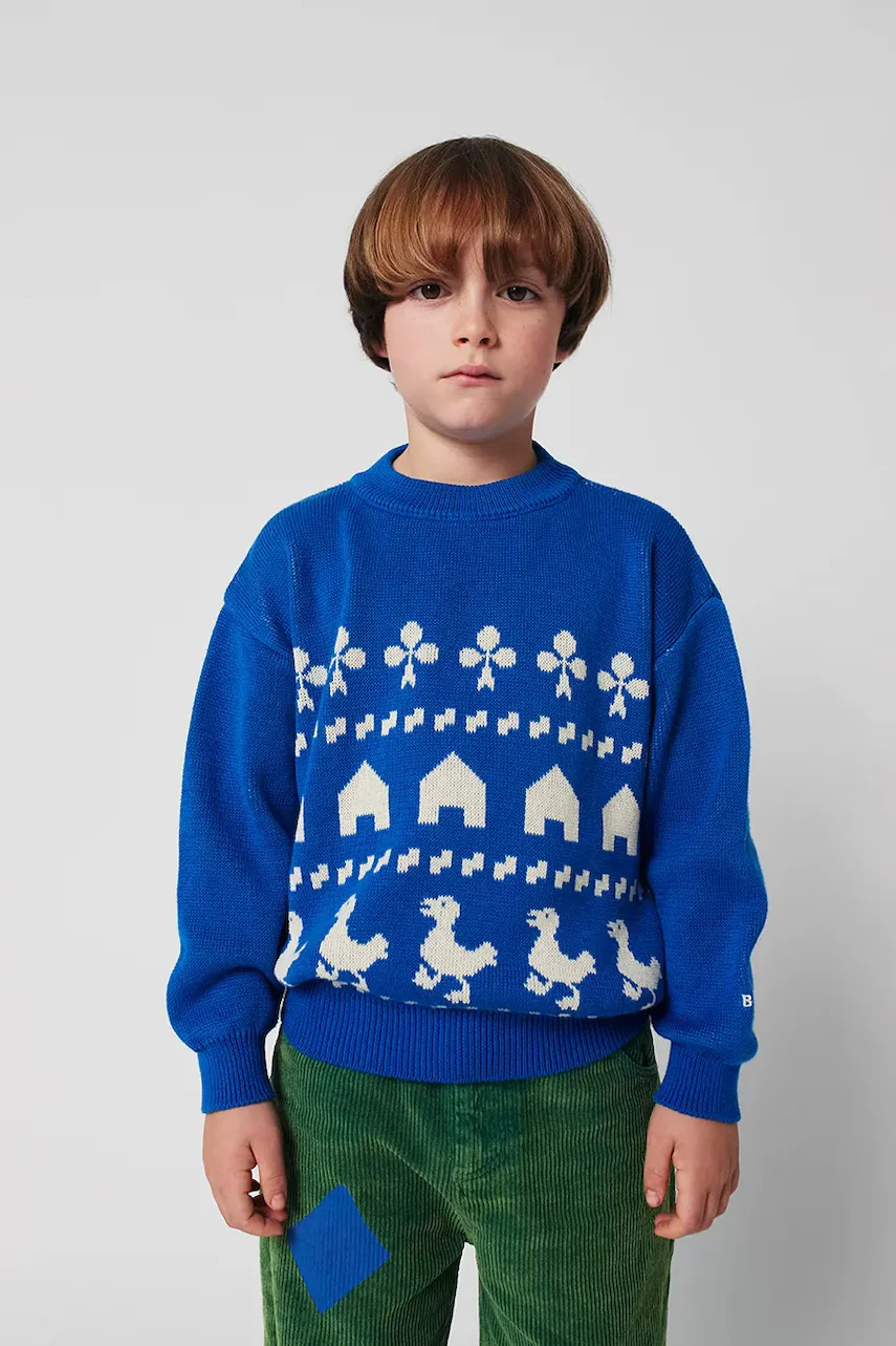 Bobo Choses Детски памучен пуловер Farm jacquard