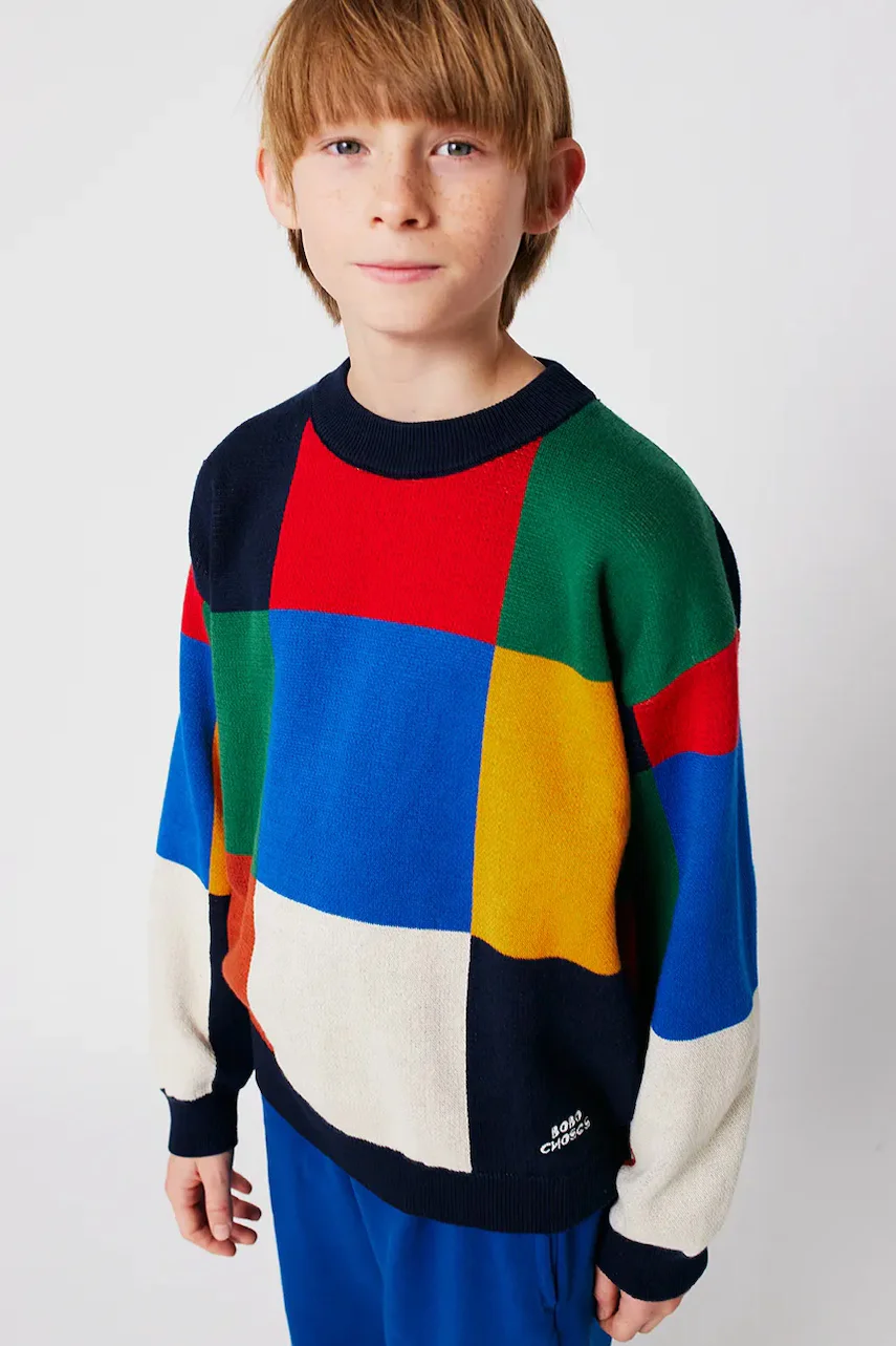 Bobo Choses Детски памучен пуловер Multicolor Tiles