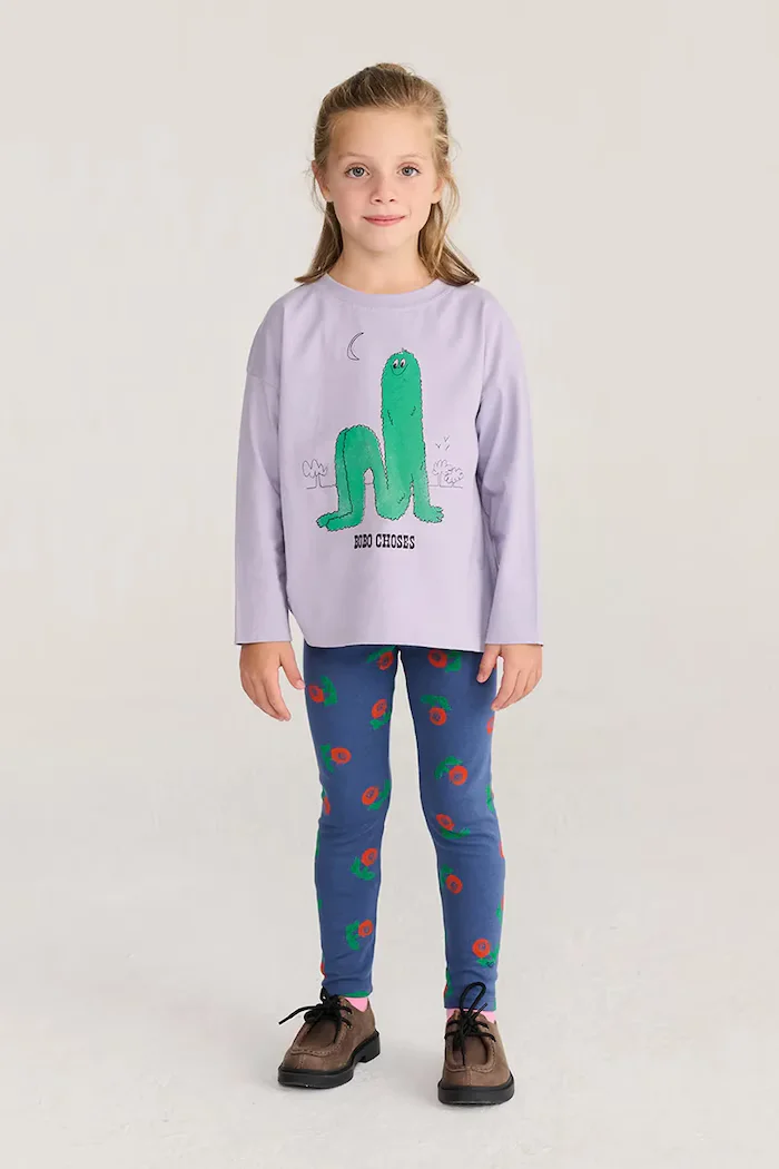 Bobo Choses клин за деца от памук с еластан Stamp Bloom тъмносин със стандартна талия B226AC052