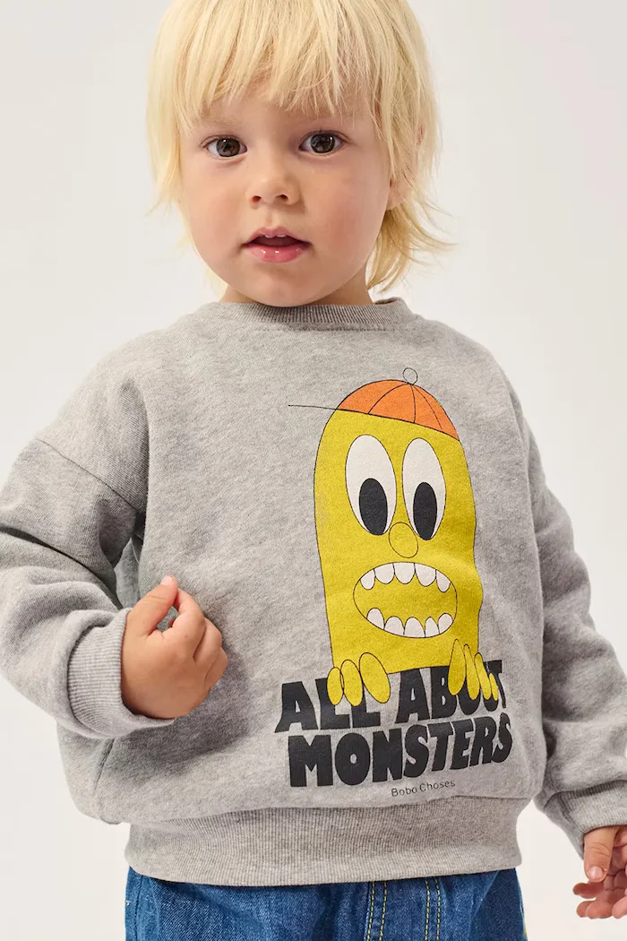 Bobo Choses суичър за деца от памук Bigtooth Lemon сив B226AB055
