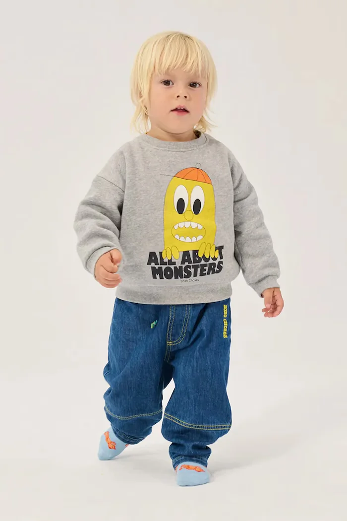 Bobo Choses суичър за деца от памук Bigtooth Lemon сив B226AB055