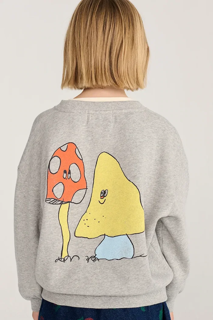 Bobo Choses уголемен суичър за деца от памук Mush Monster сив B226AC036