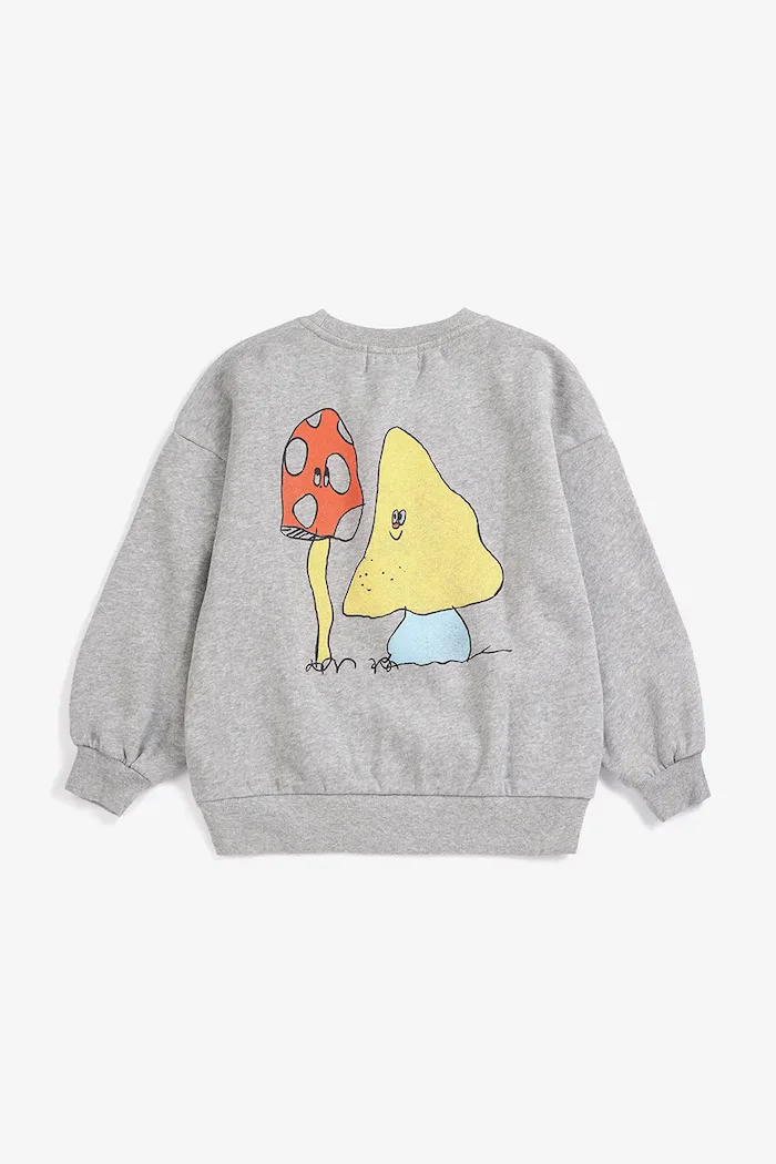 Bobo Choses уголемен суичър за деца от памук Mush Monster сив B226AC036