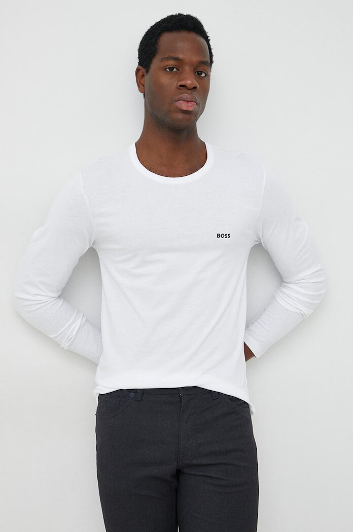 BOSS блуза с дълги ръкави мъжка от памук LSShirtRN 3P Classic 3 броя многоцветна 50492321