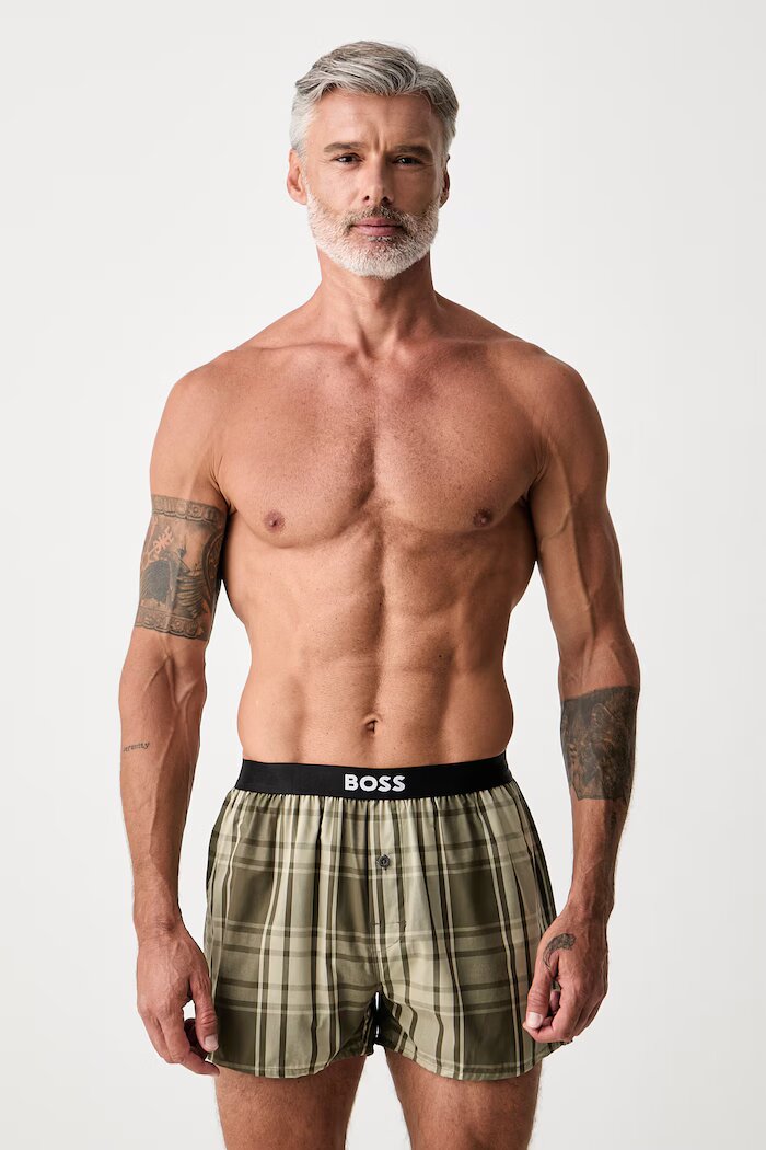 BOSS боксерки мъжки от памук 2P Boxer Shorts EW 2 броя зелени 50535781