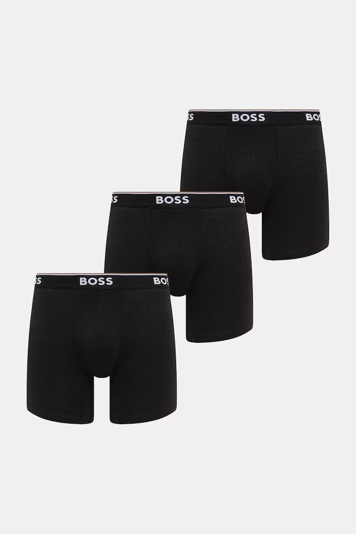 BOSS Боксерки мъжки от памук с еластан 3 броя черни 50538142