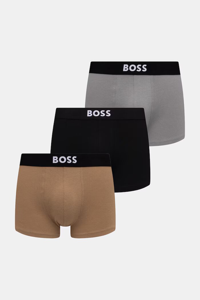 BOSS боксерки мъжки от памук с еластан Trunk 3P ONE 3 броя сиви 50544263