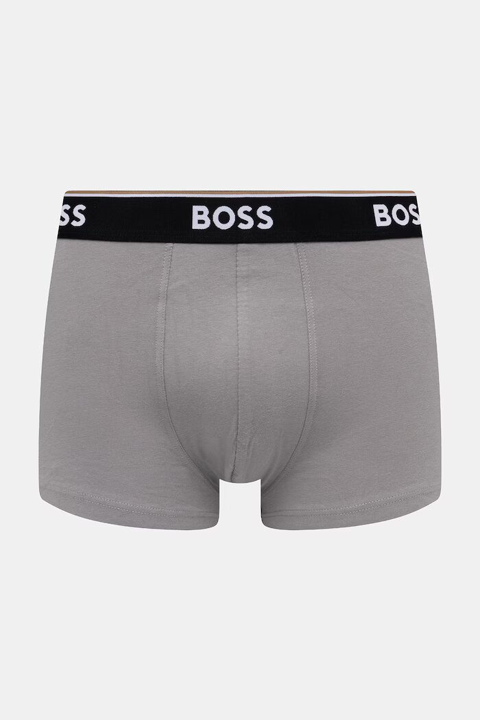 BOSS боксерки мъжки от памук с еластан Trunk 3P Power Desig 3 броя сиви 50554443