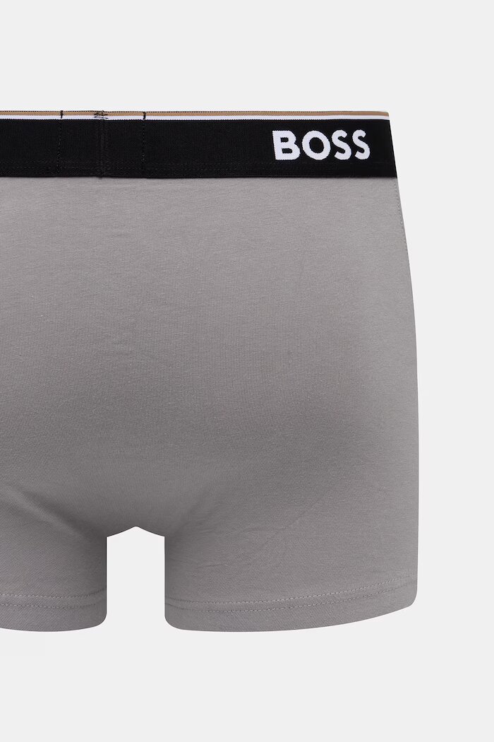 BOSS боксерки мъжки от памук с еластан Trunk 3P Power Desig 3 броя сиви 50554443