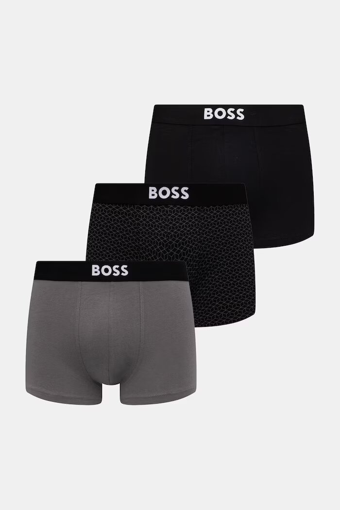 BOSS боксерки мъжки от памук Trunk 3P ONE D 3 броя сиви 50549832