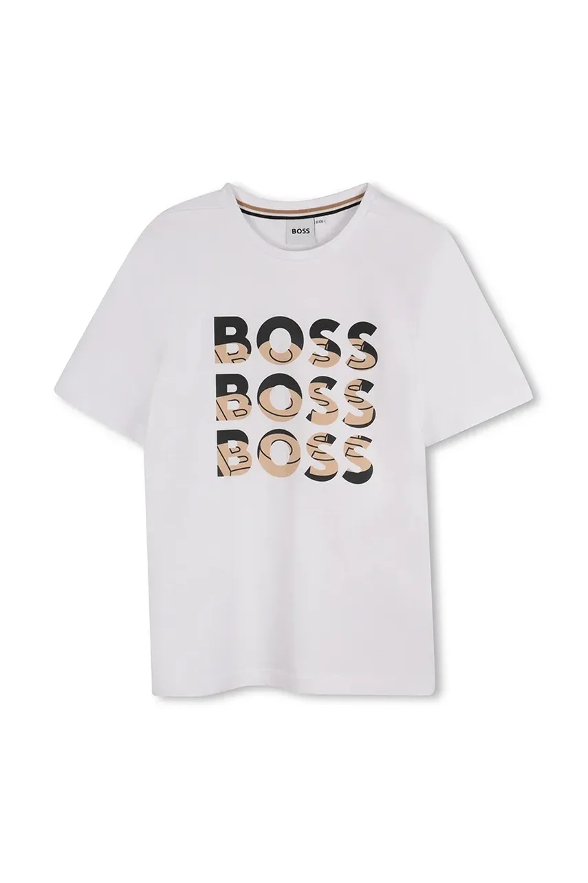 BOSS Детска памучна тениска
