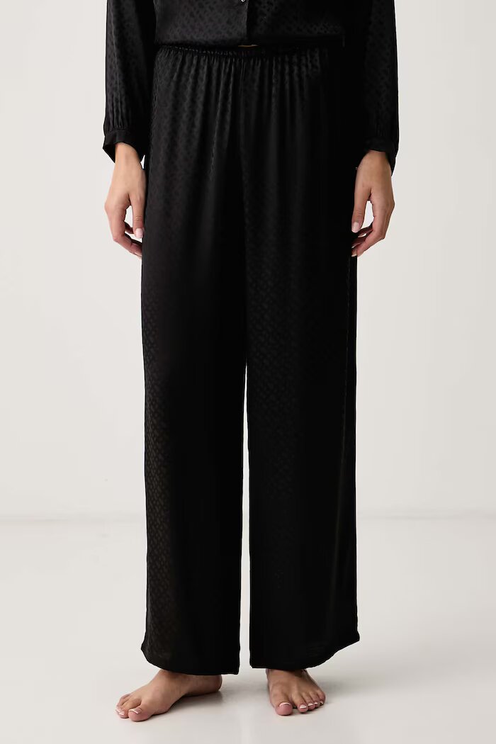 BOSS долнище на пижама дамско от вискоза B Monogram_Pants TW черно 50570988