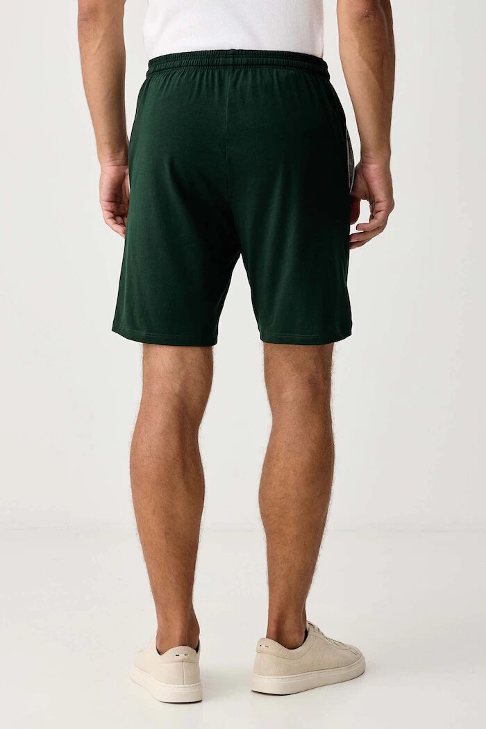 BOSS домашен къс панталон мъжки от памук с еластан Mix&Match Short CW зелен със стандартна талия 50515314
