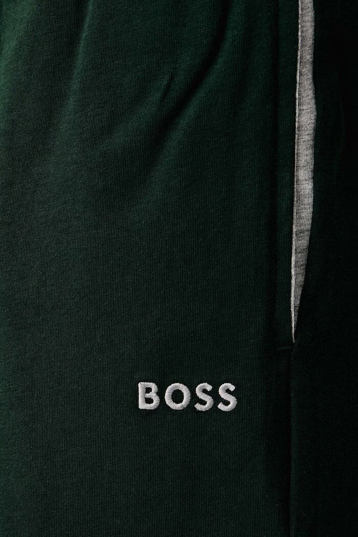 BOSS домашен къс панталон мъжки от памук с еластан Mix&Match Short CW зелен със стандартна талия 50515314