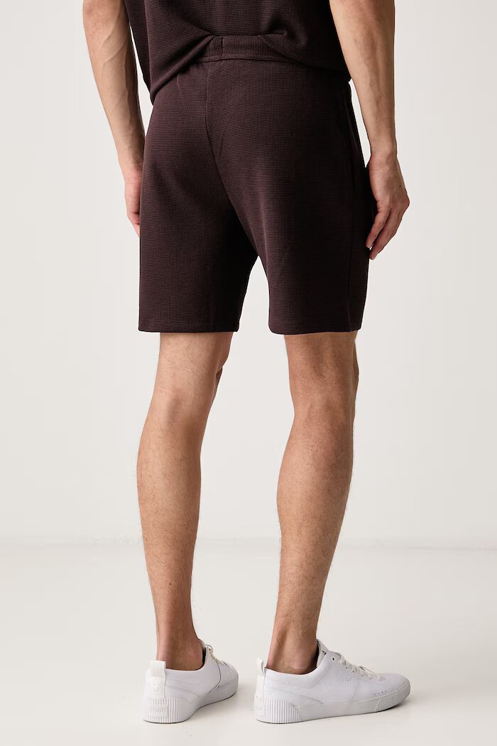 BOSS домашен къс панталон мъжки с памук Waffle Shorts кафяв 50535884