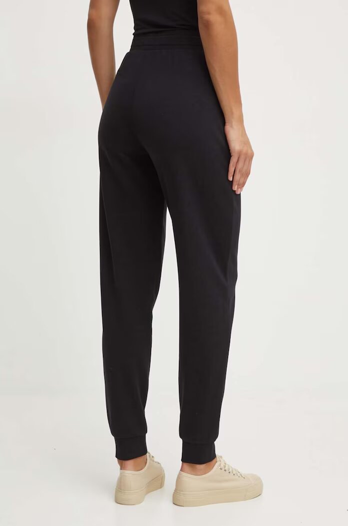 BOSS домашен панталон дамски CP Stripe Pants Cuff черен с висока талия 50524759