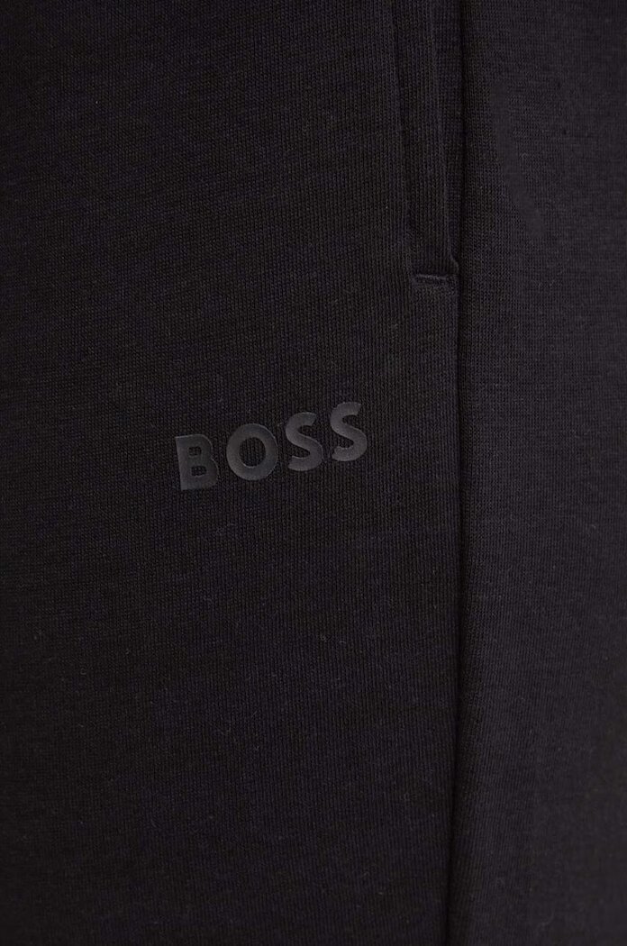 BOSS домашен панталон дамски CP Stripe Pants Cuff черен с висока талия 50524759
