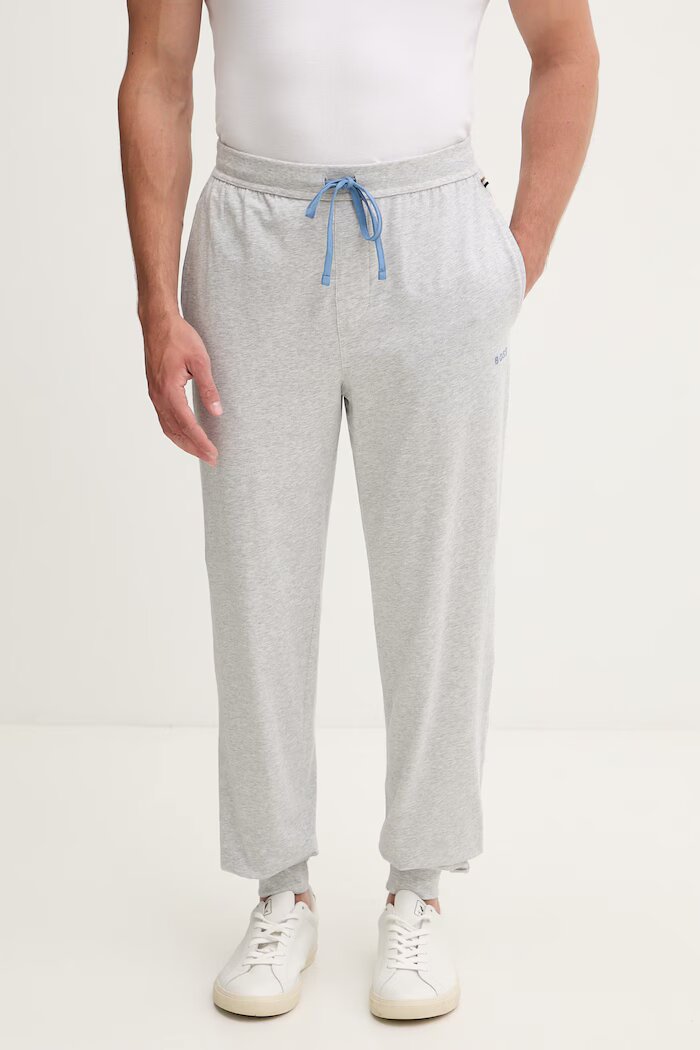 BOSS домашен панталон мъжки от памук с еластан Mix&Match Pants сив 50515305