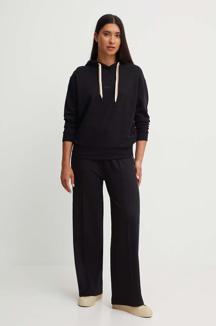 BOSS домашен суичър дамски CP Stripe Hoodie черен 50524760