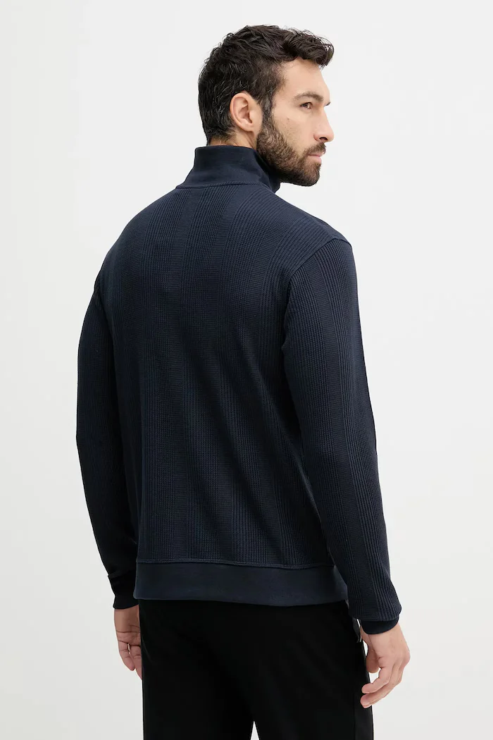 BOSS домашен суичър мъжки с памук Structure 1/4 Zip тъмносин 50545597