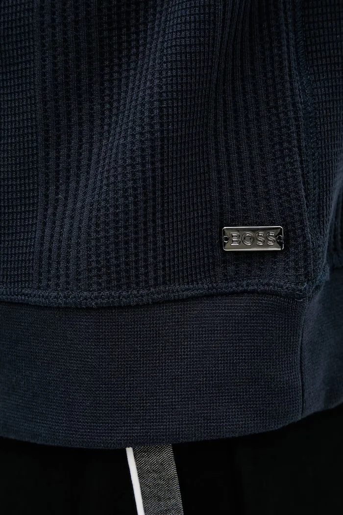 BOSS домашен суичър мъжки с памук Structure 1/4 Zip тъмносин 50545597