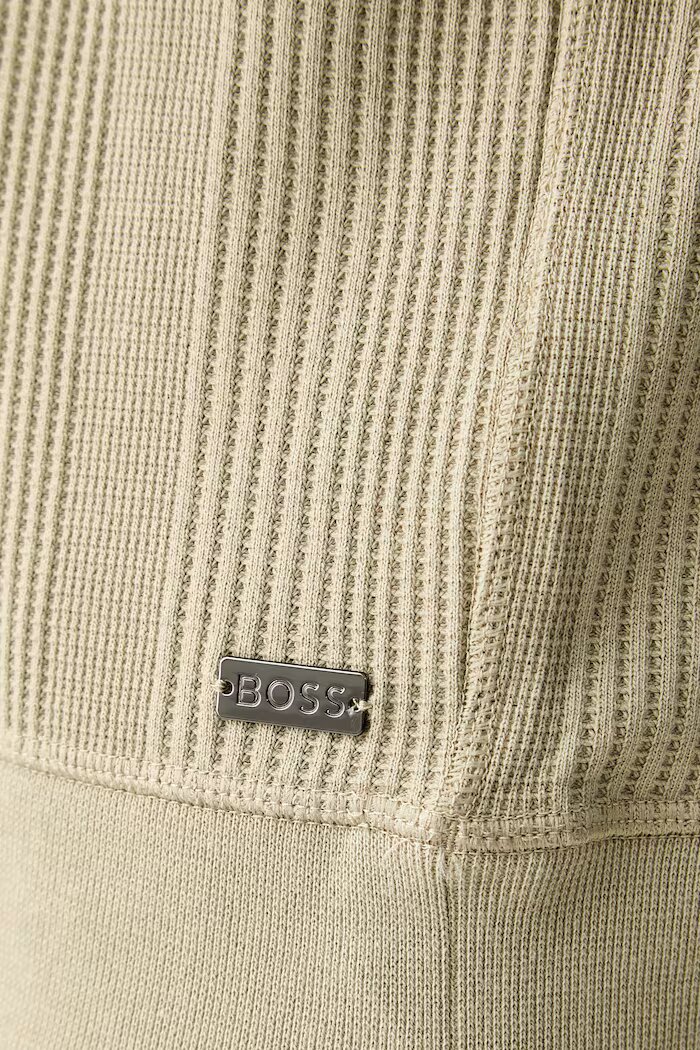 BOSS домашен суичър мъжки с памук Structure 1/4 Zip зелен 50545597