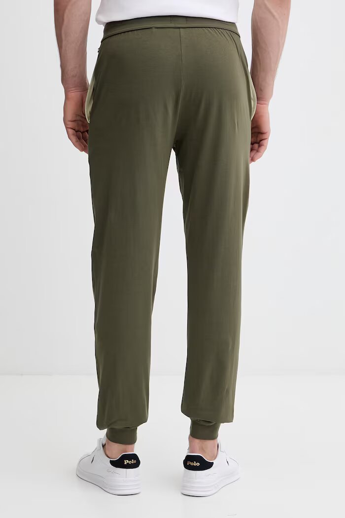 BOSS домашни панталони мъжки от памук с еластан Mix&Match Pants зелени със стандартна талия 50515305